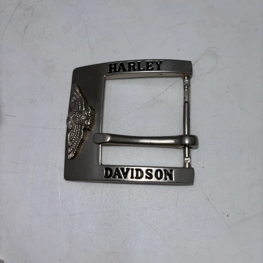 Harley Davidson Square Traditional Biker Motorcycle Belt Buckle Set.